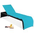 thumbnail image 1 of Topbuy Adjustable Outdoor Rattan Chaise Lounge Recliner Couch with Turquoise Cushions, 1 of 4
