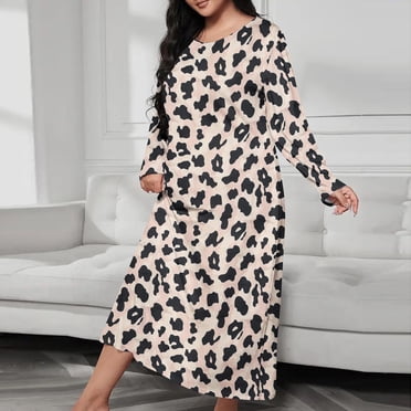 Wiyuqeen Chemises de Nuit Grande Taille pour Femmes Douces à Manches Longues Robes de Nuit Amusantes à Motif Confortables Chemises de Nuit Robe de Pyjama Vêtements de Nuit