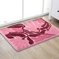 thumbnail image 4 of Fridja Non Slip Bath Mat Bathroom Rugs, Soft Floral Lightweight Bath Mats, Super Absorbent Quick Dry Bath Rug Shower Mat, Fit Under Door Bathroom Floor, Machine Washable, Hot Pink 16"x24", 4 of 5