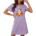thumbnail image 1 of Sakmal Robe de Nuit Moo Moo Violette pour Femmes Courte Grande Taille Halloween Douce Robe de Nuit à Manches Courtes Imprimé Citrouille Robes de Nuit pour Femmes, 1 of 5
