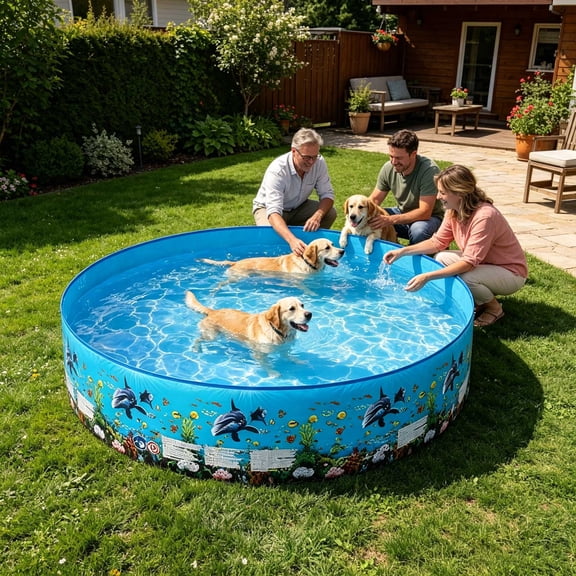 Weloille Inflatable Swimming Pool Large Outdoor Collapsible Foldable Round Family Water Play Tub Backyard Garden Summer Fun Portable Splash Basin