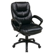 Office Star Products Office Star Work Smart Black Faux Leather Managers Chair with Padded Arms