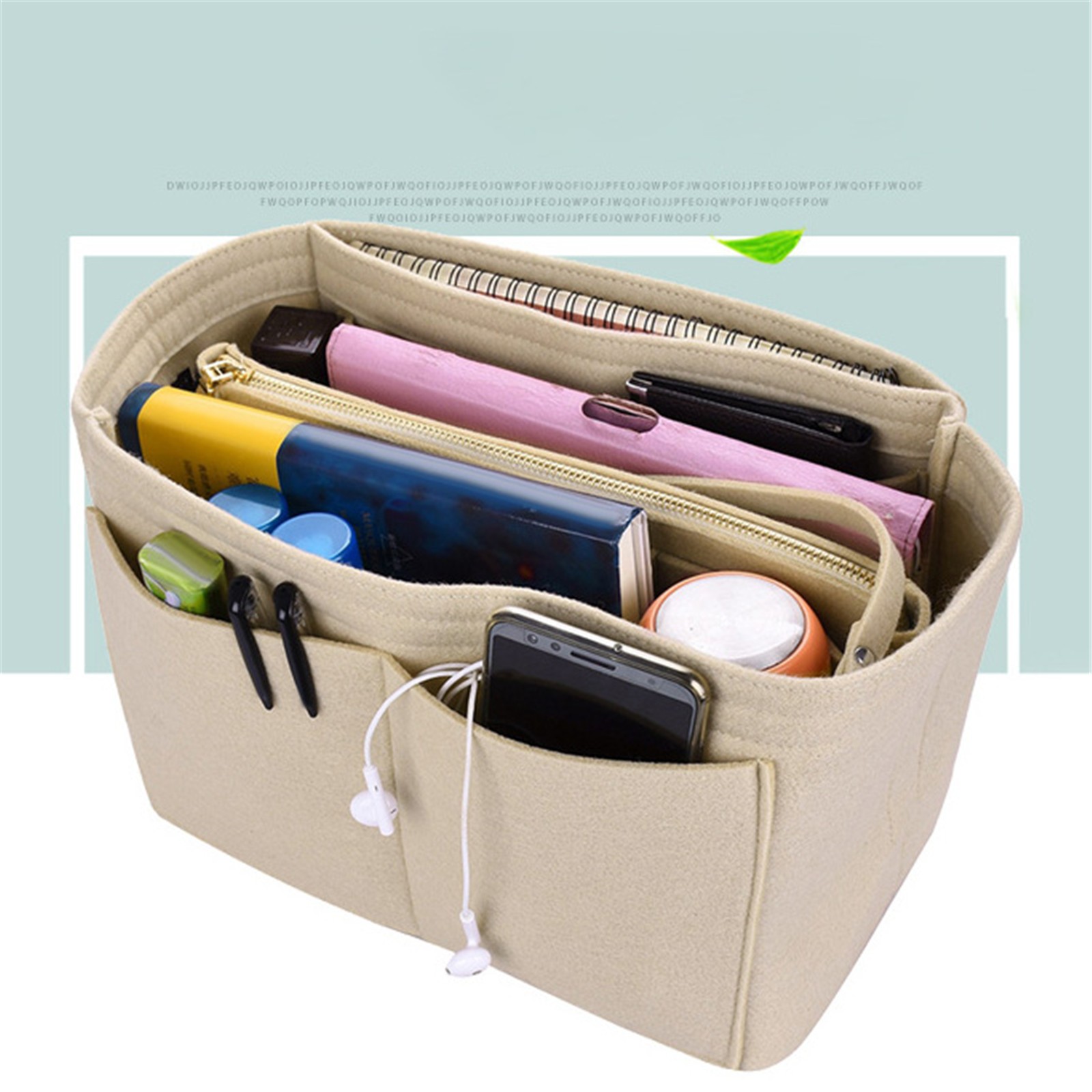 Insert Sac à Main Organisateur de Sac à Main Insert dans Sac Formeur avec Poche Intérieure Rapide, Sac de Rangement en Toile Jaune