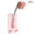 thumbnail image 1 of 2 Pieces Self-Adhesive Bracket Adjustable Handheld Holder Wall Mount 2 Hooks Stand  Pink, 1 of 10