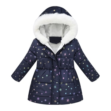Manteau d'Hiver à Capuche pour Tout-Petits Garçons Filles, Veste Épaissie Coupe-Vent à Fermeture Éclair, Manteau et Veste Chauds pour Filles, Bleu Marine 110/2 A-3 A