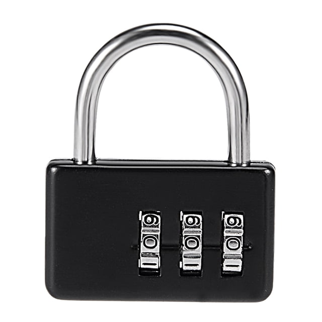Unique Bargains 3 Digit Combination Padlock 3.6mm Shackle Zinc Alloy Lock,Black