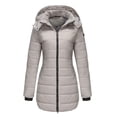 thumbnail image 2 of Innerwin Hooded Coats Solid Color Women Down Winter Long Sleeve Lightweight Puffer Jacket Deep Gray XS, 2 of 7