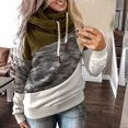 thumbnail image 1 of CEHVOM Women Color Matching Hooded Turtleneck Long Sleeve Sweatshirt Pullover Tops, 1 of 6