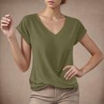 thumbnail image 2 of Summer T Shirts for Women V-Neck Short Sleeve Casual Tops Solid Color Basic Tees, 2 of 4