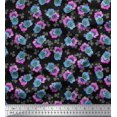 thumbnail image 1 of Soimoi Black Rayon Fabric Buttercup Floral Printed Fabric 1 Yard 42 Inch Wide, 1 of 1