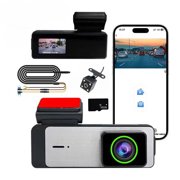 Dvkptbk Dash Cam Driving Recorder High-Definition 1080P Front and Rear 2 Lens Parking Monitoring with Infrared Night Vision Wifi and 16Gb Memory Card Car Accessories