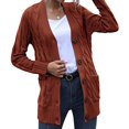 thumbnail image 4 of Cardigan Sweaters for Women Womens Long Sleeve Cable Knit Cardigan Sweaters Open Front Solid Fall Outwear with Pockets, 4 of 9