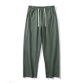 thumbnail image 2 of Mens Casual Fashion Solid Straight Leg Pants Drawstring Elastic Waist Pants RXIRUCGD Vert, Taille: 2TG, 2 of 4