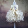 thumbnail image 4 of MIASHUI Robe de Demoiselle d'Honneur Robe de Bal de Fête de Mariage Robe de Princesse Formelle avec Perle et Nœud, Or, 12-18 Mois, 4 of 4