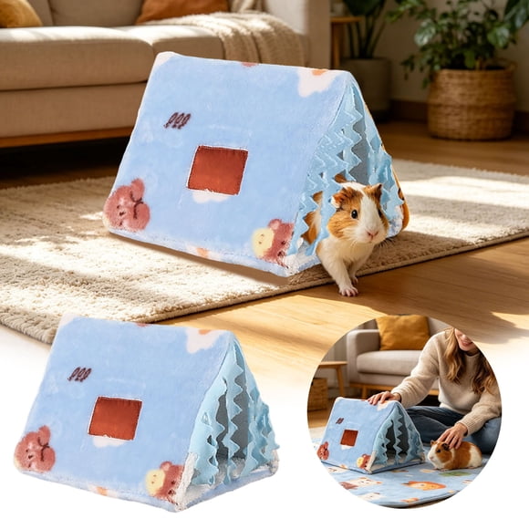 Tong Lit Tunnel pour Cochon avec Rideau en Flanelle Caché Lavable Cachette pour Lapin Chambre Hamster Hérisson Salon