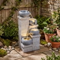 thumbnail image 2 of Gymax 4-Tier Water Fountain 23'' Cascading Bowl Waterfall Fountain w/LED Lights & Pump, 2 of 10