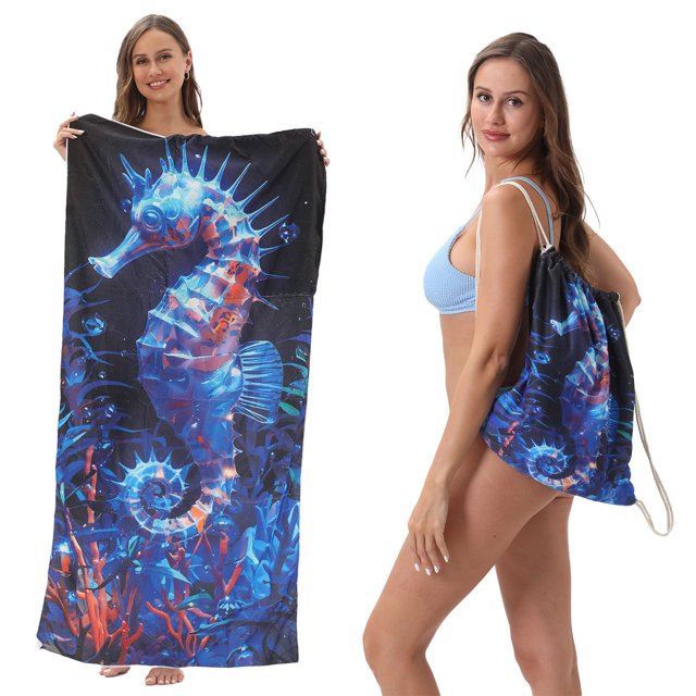 Foldable Beach Towel Printed Bath Towel All-in-one Beach Towel All-in-one Bag For Storage