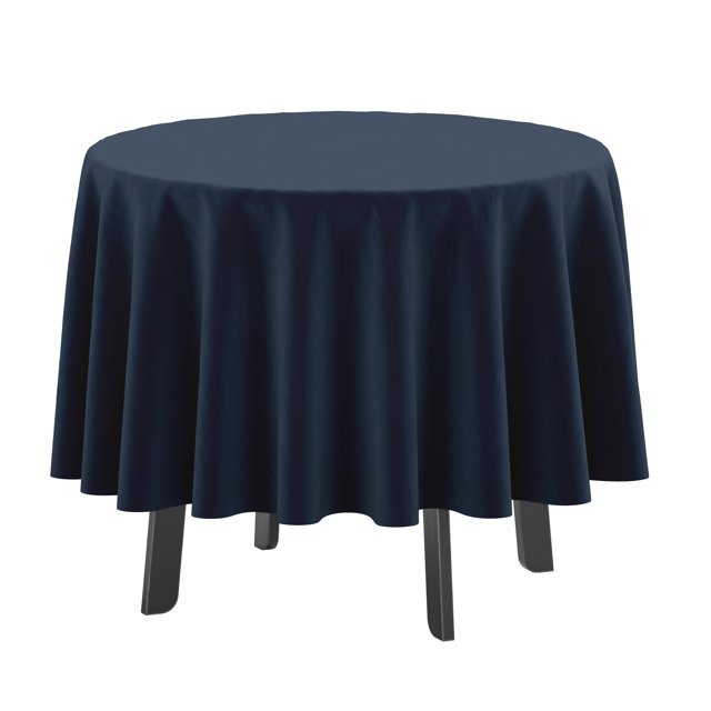 Vargottam Indoor/Outdoor Round Tablecloth 58 Inch Round Tablecloth Waterproof Patio Table Cloths, Spring/Summer Table Covers for Backyard Circular Table/BBQs/Picnic - Dark Navy Blue