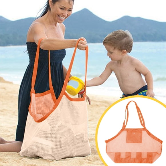 Large Capacity Mesh Beach Bag for Outdoor Pool Toys Storage Tote Reusable Sand Tools Carry All 1-Pack