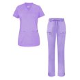 thumbnail image 1 of Adar Scrub Set pour Femmes - Scrub Top Courbé Col en V & Scrub Pantalon à Cordon Conique, 1 of 7