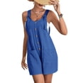 thumbnail image 4 of EQWLJWE Womens Overall Shorts Romper ,Womens Rompers Jumpsuits Short, Summer Womens Sleeveless Shorts Romper with Adjustable Knot Straps Shorts ,Overall Jumpsuits with Pockets, 4 of 7