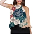 thumbnail image 2 of Weiqiqre Women Blouses Adjustable Tie Neckline Ruffle Hem Sleeveless Flowy Halter Tops, 2 of 6