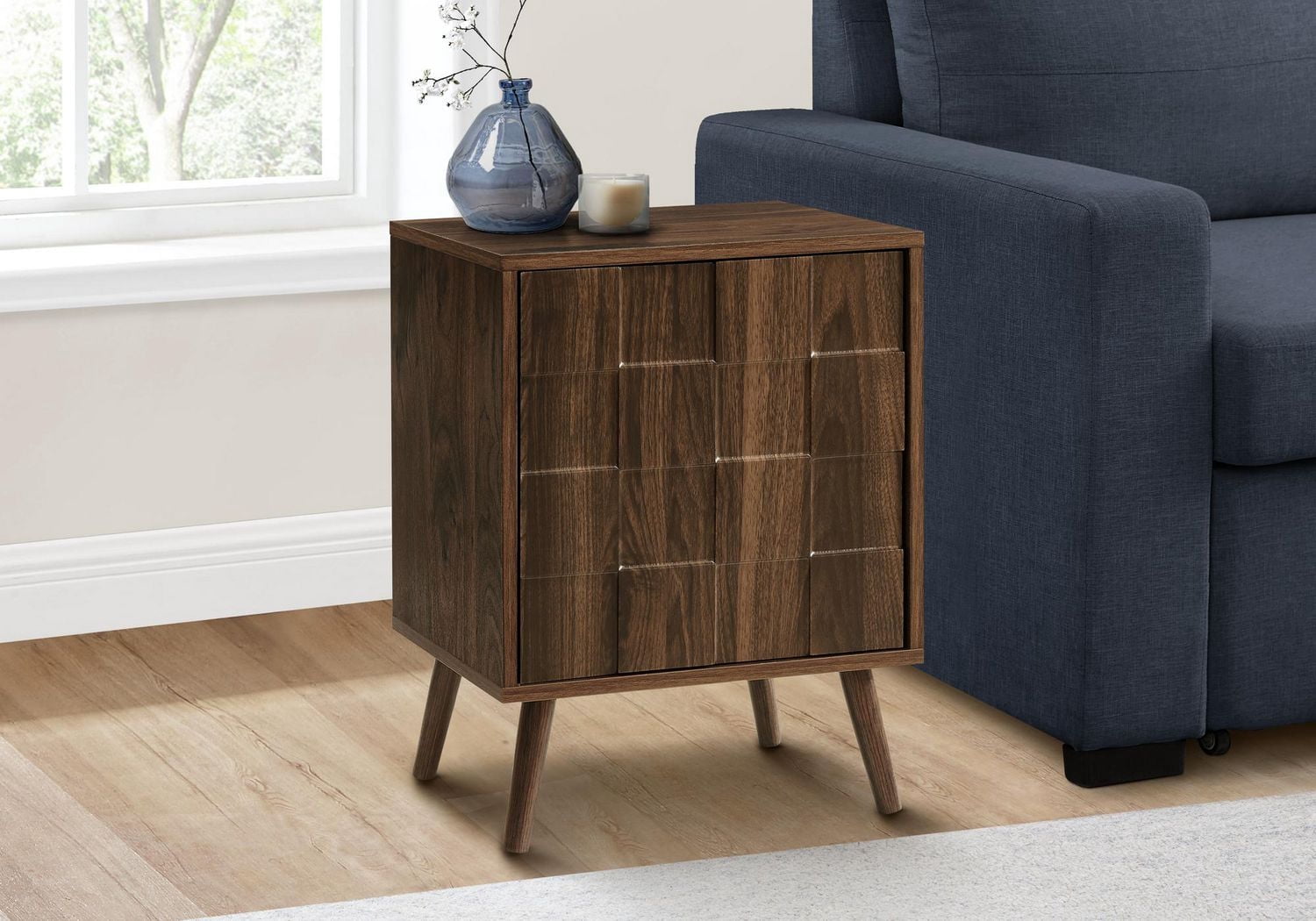 Monarch Specialties Table D'appoint, Bout, Table D'appoint, Petit, Rangement, Lampe, Stratifié Noyer, Moderne