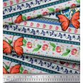 thumbnail image 3 of Soimoi Blue Polyester Crepe Fabric Floral & Insect Patchwork Print Fabric by The Yard 42 Inch Wide, 3 of 3
