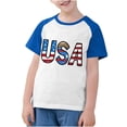 thumbnail image 2 of MKOSPLRT Chandails USA Tout-Petits Chandails Drapeau Américain Manches Courtes T-Shirts Raglan à Blocs de Couleur Col Rond T-Shirts Jour de l'Indépendance Chandails de Rentrée, 2 of 7