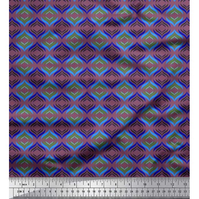 Soimoi Tissu en Cambric de Coton, Tissu à Imprimé Damassé Ogee au Mètre, 56 Pouces de Large