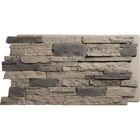 Ekena Millwork Pierre Empilée Acadia Ledge 49 Pouces L x 25 1/2 Pouces H x 1 1/4 Pouces P, Panneau de Bardage Imitation Pierre StoneWall, Smokey Ridge