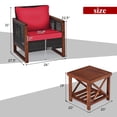 thumbnail image 4 of Costway Ensemble de Mobilier de Terrasse en Osier 3 Pcs Coussin Canapé Table Carrée Étagère Rouge, 4 of 10