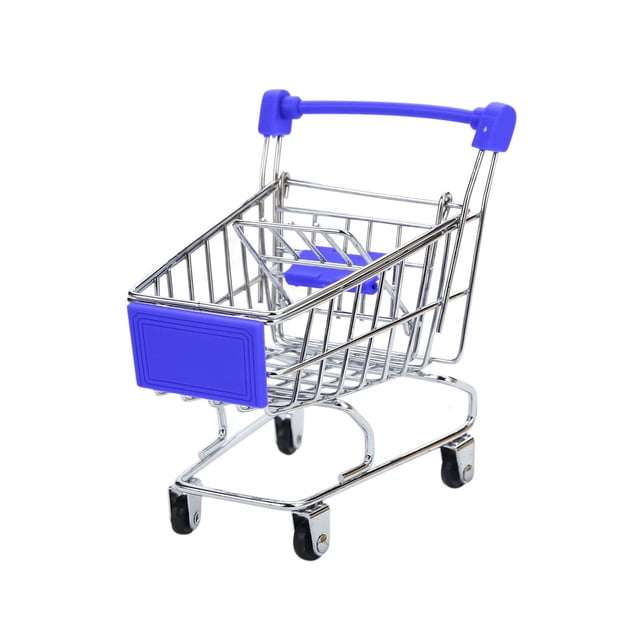 Jouet Mini Chariot de Magasinage s avec Quatre Roues Pivotantes, Cadre en Acier Inoxydable, Rotation à 360°, pour Jeu d'Imitation et Rangement de Petits Articles