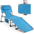 thumbnail image 1 of Gymax Chaise Longue de Plage Portable avec 5 Positions Réglables - Ensemble de 1, Bleu, 1 of 8