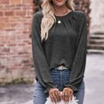 thumbnail image 5 of IROINNID Rabais T-shirt à Manches Longues en Polyester pour Femmes Chemises en Coton pour Femmes Décontracté Uni Col Rond T-shirt Ample Haut, Gris Foncé, 5 of 5