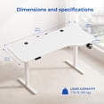 thumbnail image 2 of MotionGrey - Ergo2 TG Bureau Debout Électrique en L Droit Réglable avec Paramètres de Mémoire - Dessus Blanc 63"x24 Pouces Cadre Blanc Bureau Ergonomique pour la Maison et le Bureau, 2 of 11