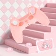 thumbnail image 3 of Pink Controller Skin Set for PS5, Cute Cat Paw Anti-Slip Silicone Cover Case for PS5 Wireless Controller Accessories Protective Shell with Thumb Grips & Touchpad Sticker, Girls Gamer Gifts, 3 of 7