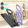 thumbnail image 2 of KOMI for iPhone 16E MagSafe Case with Adjustable Metal Camera Lens Cover Stand with 1 Screen Protector,[Mil-Grade Protect] Rugged Heavy Duty Magnetic Case for iPhone 16e / iPhone SE4 6.1" Purple, 2 of 5