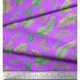 thumbnail image 2 of Soimoi Purple Poly Georgette Fabric Palm Leaves Printed Fabric 1 Yard 52 Inch Wide, 2 of 3