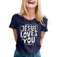 thumbnail image 3 of T-Shirt Tendance pour Femmes, Décontracté, Imprimé, Col Rond, Manches Courtes, pour le Quotidien, Hauts Tendance pour Femmes, 3 of 3