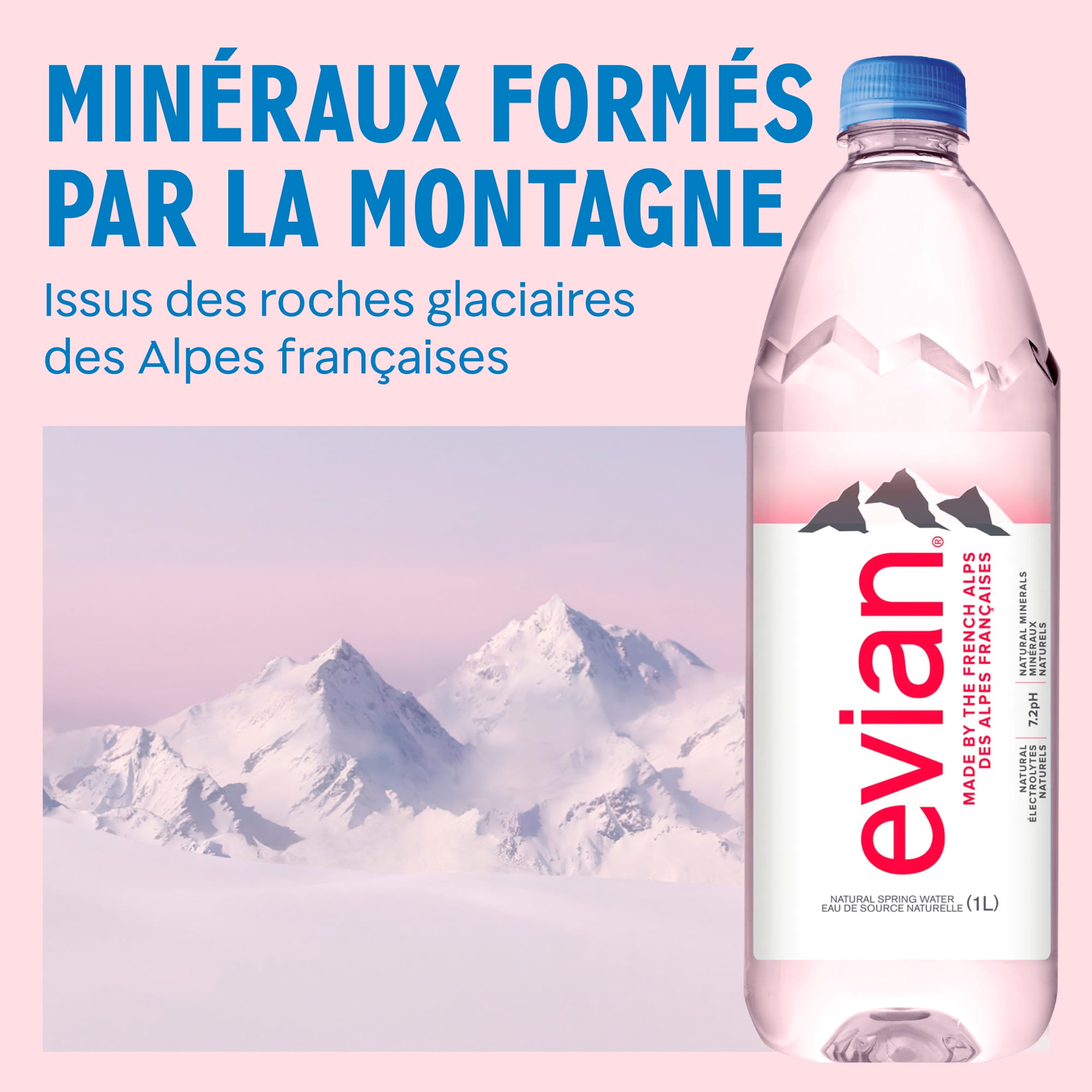 evian Eau Minérale Naturelle 6 x 1 L, Bouteilles