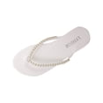 thumbnail image 1 of Sandales de Plage pour Femmes Semelle Plate Bride Perlée Sandales Décontractées de Plage d'Été Blanches, 1 of 9