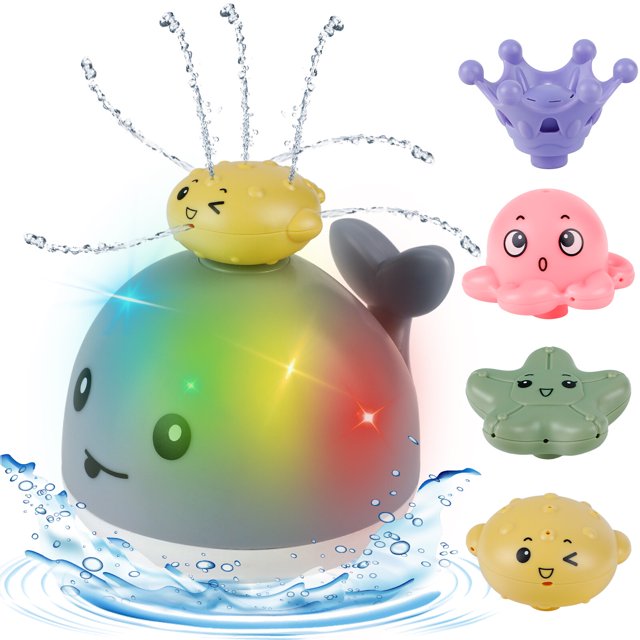 Water Spray Toy Electric: Whale Rotatable Light up Bath Sprinkler Toy Shower Toy