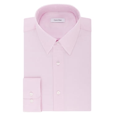 Calvin Klein Chemises Habillées pour Hommes Sans Repassage Coupe Régulière Extensibles Non Unies Unies, Rose, Encolure 16,5 Pouces Manche 34-35 Pouces