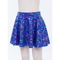 thumbnail image 3 of Lejafay Girls Flared Pleated A-Line Skirts Shiny Metallic Dance Performance Costume Cheerleading Uniform Blue S, 3 of 7