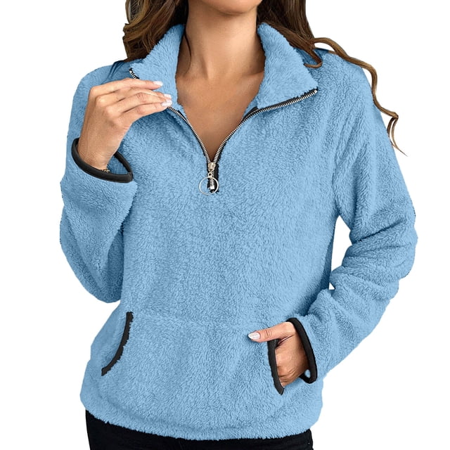 Timegard Half Zip Pullover for Women Cropped Long Sleeve Tops Sweatshirts Thumb Hole Fall Solid Color Tops