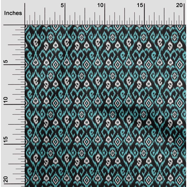 oneOone Georgette Viscose Fabric Ogee & Paisley Ikat Print Fabric BTY 42 Inch Wide