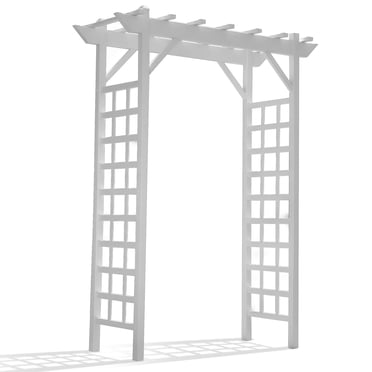Dura-Trel Providence Arbor Vinyl Garden Archway, Arch Decor for Plants, White, 64" x 85"