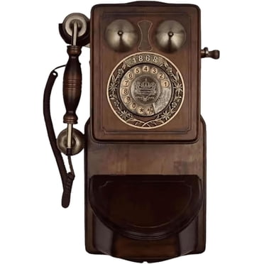 Téléphone Antique Rétro Mural, Téléphone Fixe Filaire en Bois, Téléphone Vintage Rétro en Bois Téléphone Antique avec Fonction de Recomposition et d'Appel Mains Libres, Cadran Rotatif Vintage, pour la Maison et le Bureau
