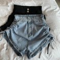 thumbnail image 2 of facefd Shorts Rétro Mode Urbaine d'Été pour Femme, Pantalon de Loisirs Taille Haute, Tenue Résistante à l'Usure, Bleu S, 2 of 9